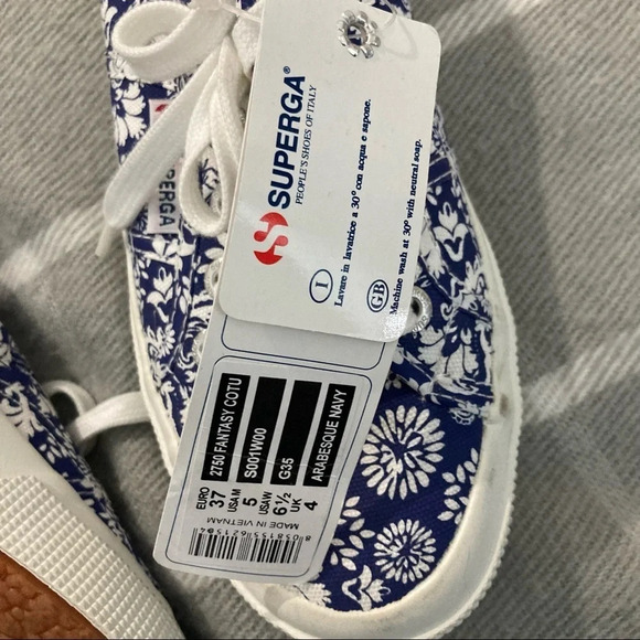 SUPERGA Sz 6.5  Arabesque Navy Lace Up Sneaker NWT - Picture 11 of 11
